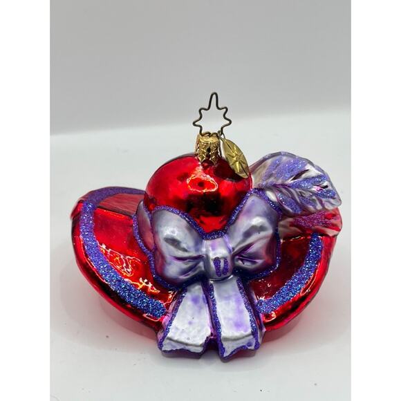 vtg Christopher RADKO Xmas ornament RED HAT HATTER ladies society #1011272 glass - Picture 2 of 8